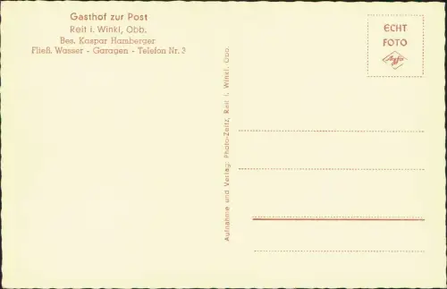 Ansichtskarte Reit im Winkl Gasthof zur Post im Winter 1956