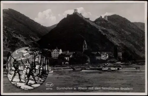 Bornhofen-Kamp Rhein Dampfer mit den feindlichen Brüdern 1930