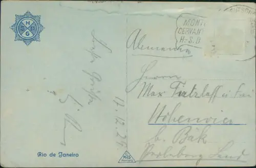 Postcard Rio de Janeiro Blick über die Stadt Fotokarte 1929