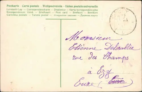 Joyeuses PÂQUES! Ostern Easter Hahn Henne France 1912 Goldprägung