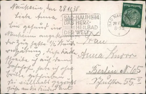 Ansichtskarte Bad Nauheim Straßenpartie - Eckhaus 1938
