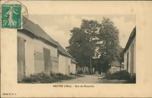 CPA Broyes Oise Rue de Plainville 1909