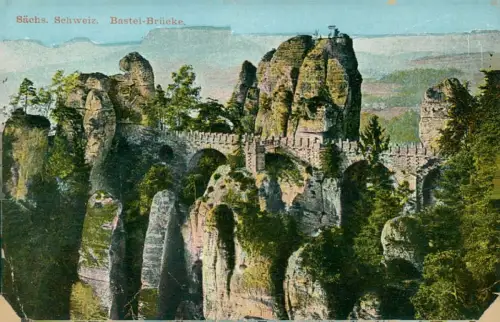 Lot 12 Ansichtskarten Rathen Basteibrücke - Sächsische Schweiz 1920