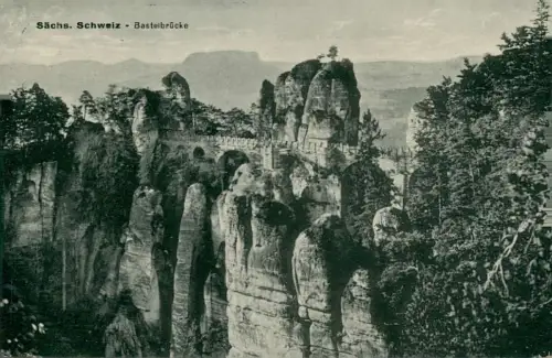 Lot 12 Ansichtskarten Rathen Basteibrücke - Sächsische Schweiz 1920