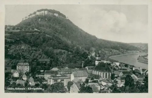 Lot 4 Ansichtskarten Königstein (Sächsische Schweiz) mit Ort und Festung 1960