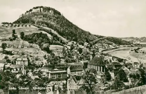 Lot 4 Ansichtskarten Königstein (Sächsische Schweiz) mit Ort und Festung 1960