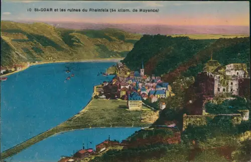 Ansichtskarte Sankt Goar Panorama-Ansicht, les ruines du Rheinfels 1910