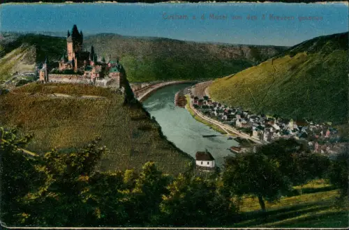 Ansichtskarte Cochem Kochem Panorama-Ansicht von den 3 Kreuzen gesehen 1910