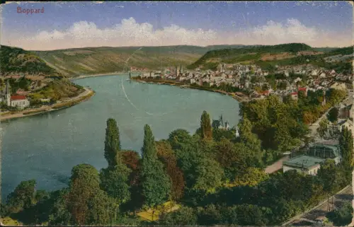Ansichtskarte Boppard Panorama-Ansicht 1919   unfrankiert, militärisch gelaufen