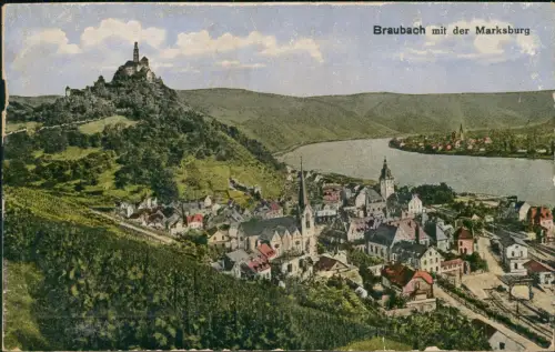 Ansichtskarte Braubach Panorama-Ansicht mit der Marksburg 1910
