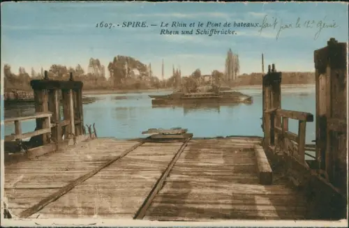 Ansichtskarte Speyer Rhein Partie mit Schiff-Brücke, Spire Le Rhin 1926