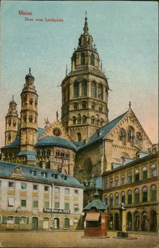 Ansichtskarte Mainz Dom vom Leichplatz aus gesehen 1920