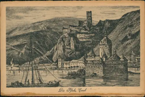 Ansichtskarte Kaub Die Pfalz am Rhein bei Caub (Künstlerkarte) 1910