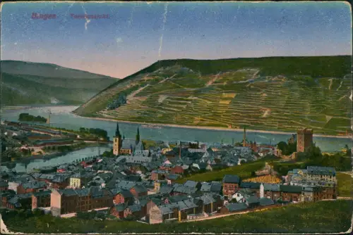 Bingen am Rhein Panorama-Ansicht Mündung der Nahe in den Rhein 1910