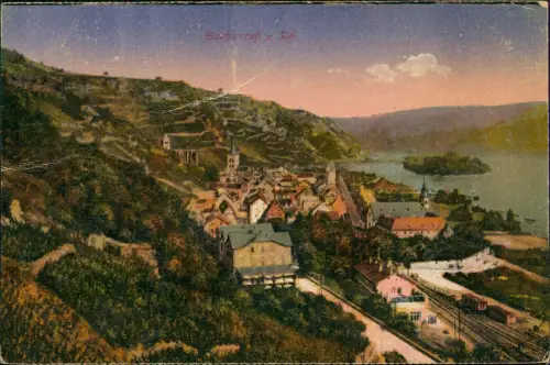 Ansichtskarte Bacharach Panorama-Ansicht Partie am Rhein 1920