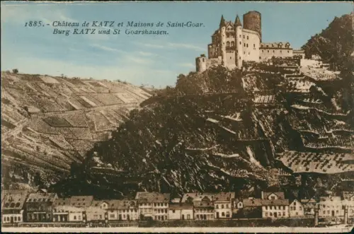 St. Goarshausen Burg Katz Château de KATZ et Maisons de Saint-Goar 1925