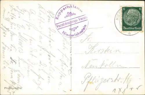 Ansichtskarte Niederlahnstein-Lahnstein Ruppertsklamm (Wasserfall) 1940