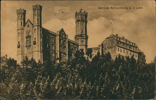Ansichtskarte Balduinstein Schloss Schaumburg a. d. Lahn 1921