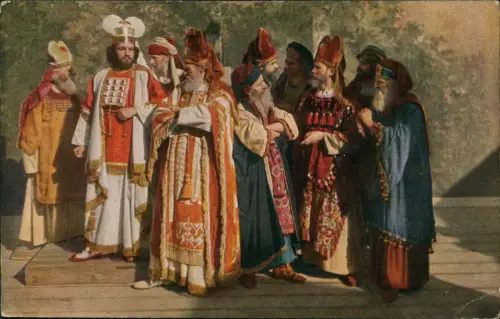 Oberammergau Offizielle Postkarte Passionsspiele Die Hohenpriester 1922