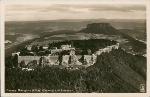 Königstein (Sächsische Schweiz) Luftbild - Festung und Umgebung 1932