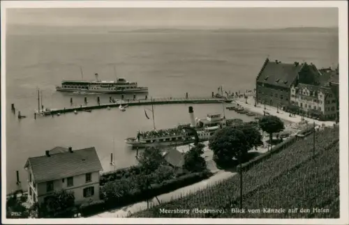 Ansichtskarte Meersburg Panorama Blick vom Känzele auf den Hafen 1930