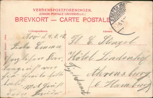 Postcard Ærøskøbing Straßenszene Kirche 1918 Danmark