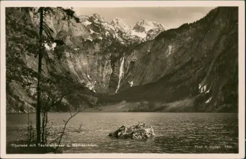 Ansichtskarte Berchtesgaden Obersee mit Teufelshörner u. Röthbachfall 1940