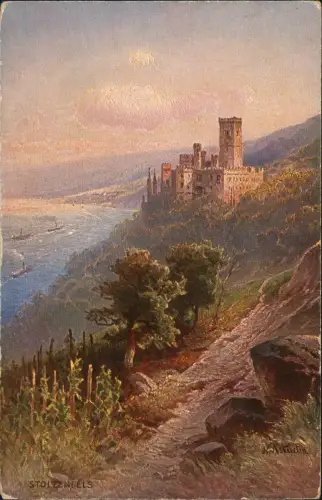 Stolzenfels-Koblenz Schloß Stolzenfels Burg am Rhein (Künstlerkarte) 1910