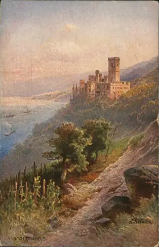 Stolzenfels-Koblenz Schloß Stolzenfels Burg am Rhein (Künstlerkarte) 1910