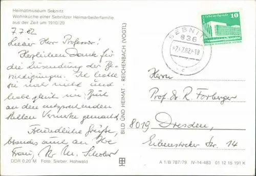 Sebnitz x Wohnküche einer  Heimarbeiterfamilie  Zeit um 1910/20 1983/1979