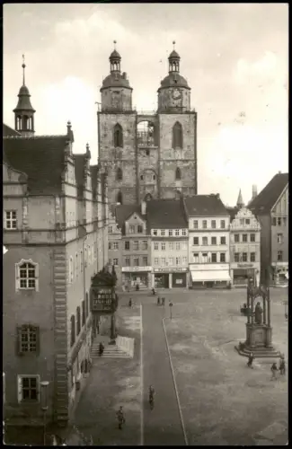 Ansichtskarte Lutherstadt Wittenberg Marktplatz und Stadtkirche 1964/1960