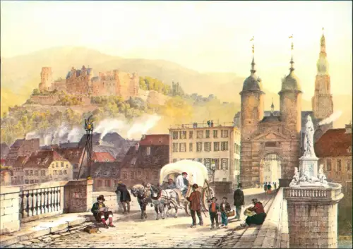 Heidelberg HEIDELBERGAlte Brücke und Schloss nach Chapuy (Künstler) 1980