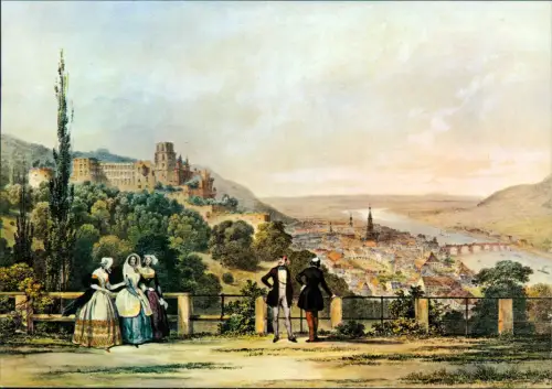 Heidelberg Panorama von der Schloẞterrasse nach Th. Verhas (Künstler) 1980