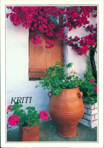 Postcard .Griechenland Haus geschmückt mit Blumen in Griechenland 2000