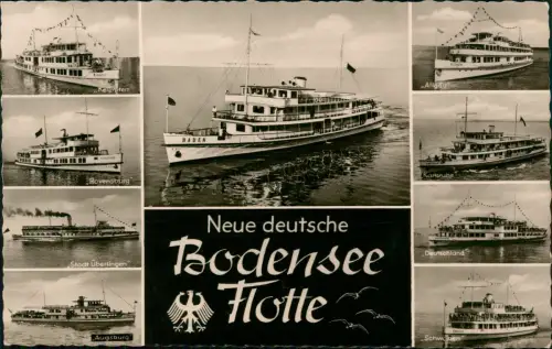 Ansichtskarte  Neue deutsche Bodensee Flotte Schiffe (Mehrbildkarte) 1960