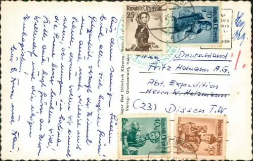 Ansichtskarte Heiligenblut am Großglockner Panorama 1954  schöne Bunt-Frankatur