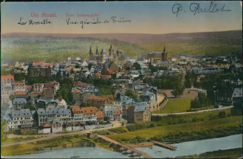 Ansichtskarte Trier Panorama-Ansicht Ortspartie an der Mosel 1919