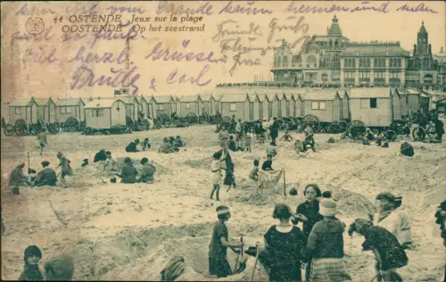 Postkaart Ostende Oostende Strand mit spielenden Kindern 1926