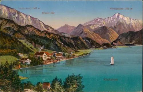 Ansichtskarte Schlehdorf Kochelsee und Alpen Berge 1922