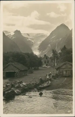 Postcard Norwegen Norge Rustoen Dorf Fischer 1932