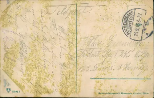 Ansichtskarte Siegmar-Chemnitz 2 Bild Gartenpartie u. Teichpartie 1915