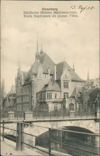 CPA Straßburg Strasbourg Städtische Höhere Mädchenschule. 1908