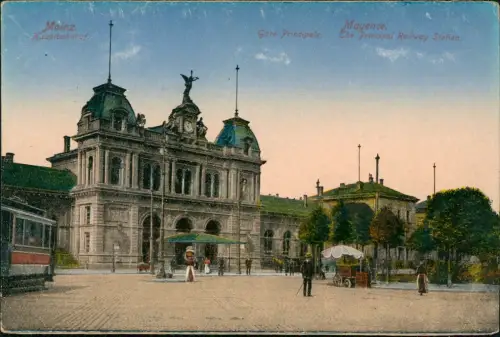 Ansichtskarte Mainz Bahnhof Principal Railway Station 1924
