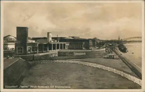 Ansichtskarte Düsseldorf Gesolei Haupt-Restaurant mit Rheinterrasse. 1926