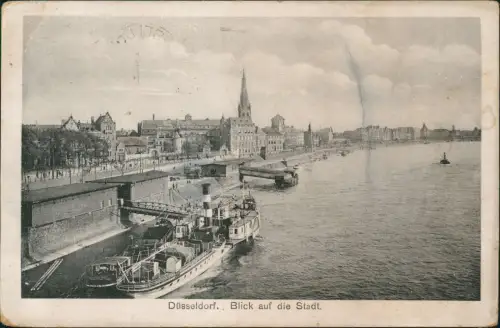 Ansichtskarte Düsseldorf Partie am Rhein Blick auf die Stadt 1925