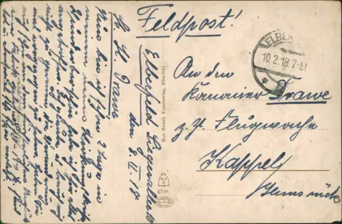 Ansichtskarte Elberfeld-Wuppertal Zoologischer Garten 1918 Feldpost 1. WK