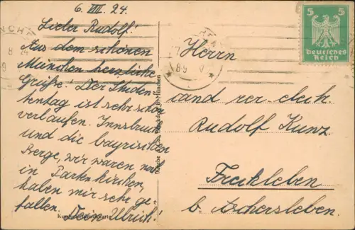 Ansichtskarte München Rathaus mit Frauenkirche 1924