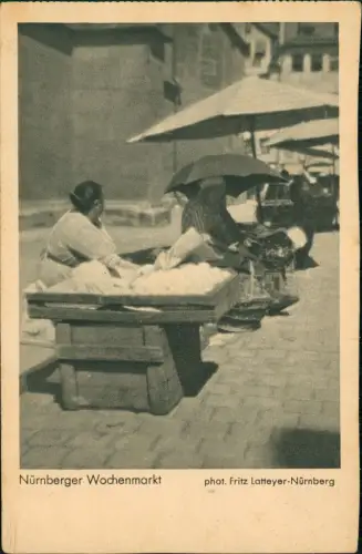 Ansichtskarte Nürnberg Wochenmarkt 1945