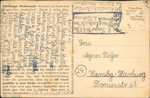 Ansichtskarte Nürnberg Wochenmarkt 1945