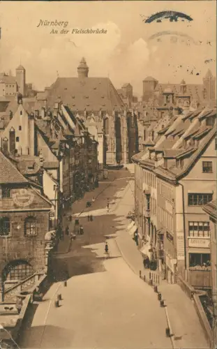 Ansichtskarte Nürnberg An der Fleischbrücke 1912
